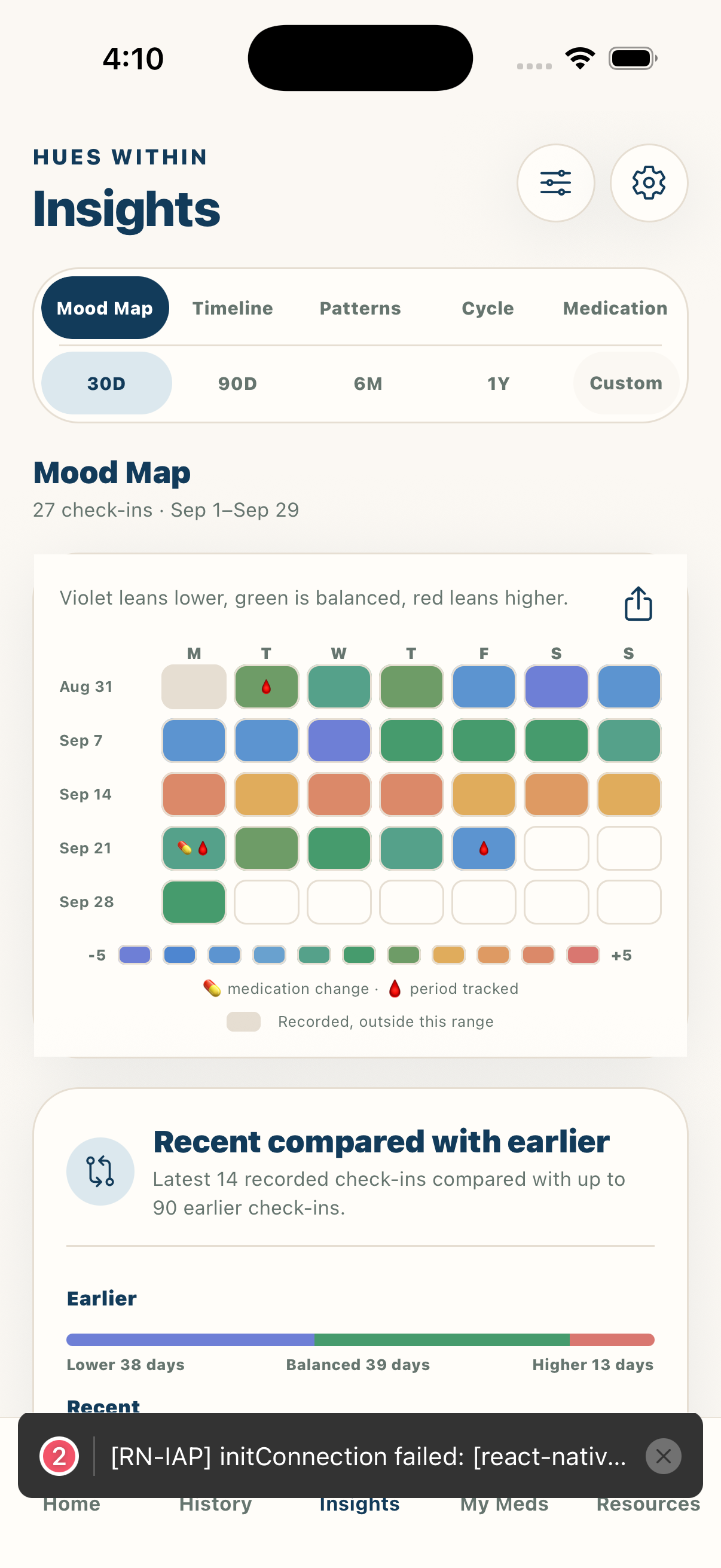 Hues Within Mood Map shown in a phone screen